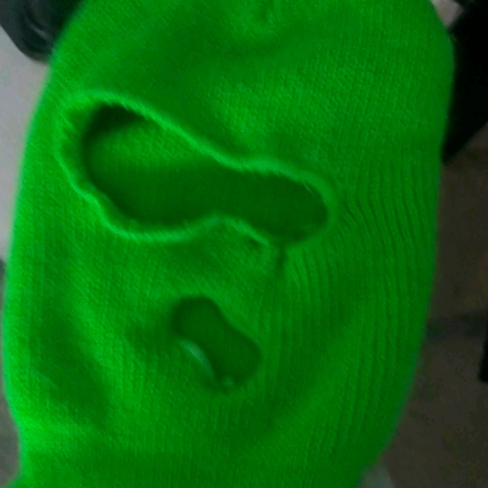 Lime green ski mask